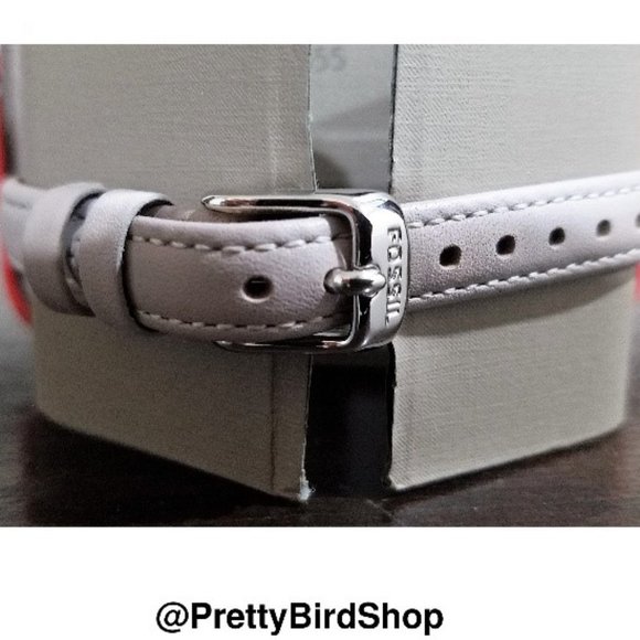 FOSSIL watch NWT rare mother of pearl gold bezel tan leather gray main image 6